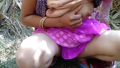 Indian amateur girl is fingering pussy in outdoor pov