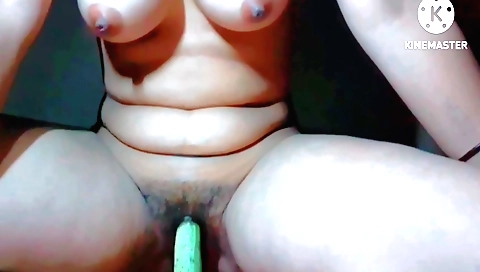 Sexy indian amateur with a hairy pussy is fucking with toys