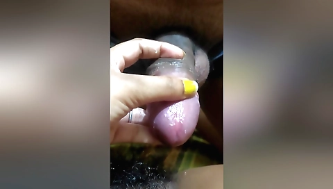 Busty indian wife fucks her cock and gives handjob