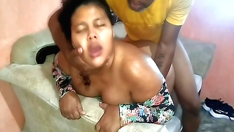 Chubby brunette gets her pussy fucked by her stepdad