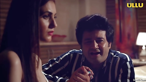 Sexy brunette in black stockings walks in the house