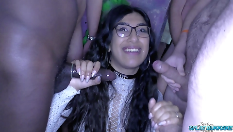 Busty Indian teens play with cocks and cum together