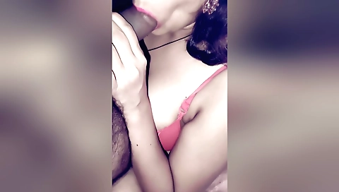 Indian teen sucks stepbrother's dick and then gets cum swallows