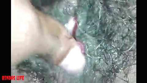 Indian babe with hairy pussy has some fun with lover