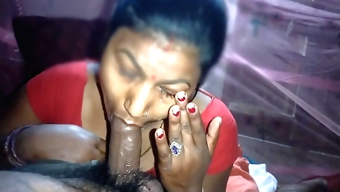 Hot indian brunette takes big cock out of her mouth and cum
