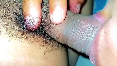 Indian babe with hairy bush gets cock on her hairy pussy