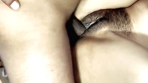 Sexy indian girl getting her hairy pussy on her face