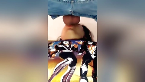 Brunette amateur suckers a deep throat of a stranger