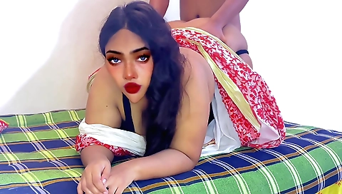 Amateur brunette with large boobs plays with a dick