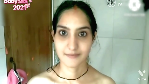 Hairy indian girl in a bikini naked in the bathroom