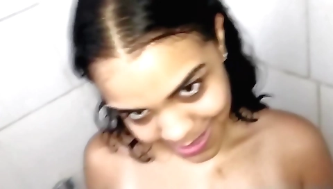 Brunette stepbrother takes his hands on her sexy body