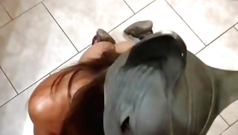 Indian brunette sucks his penis and gets deep throated