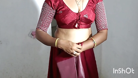 Sexy stepmom relaxing in her bed and exchanging her clothes