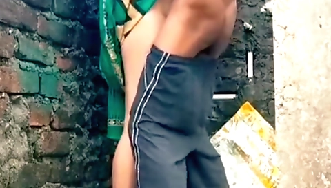 Amazing girl in a sexy outfit and a nice ass on an outdoor film