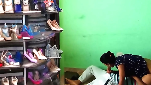 Indian brunette with a nice body gets fucked hard in the shop