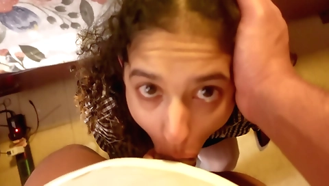 Brunette with stockings caught her stepdaughter in her boots