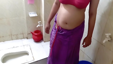 Indian babe fucked by her cousin in the bathroom 1