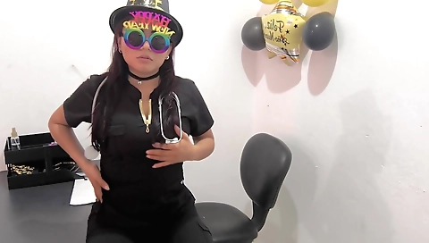 Busty amateur video with a sexy brunette in her sexy dress