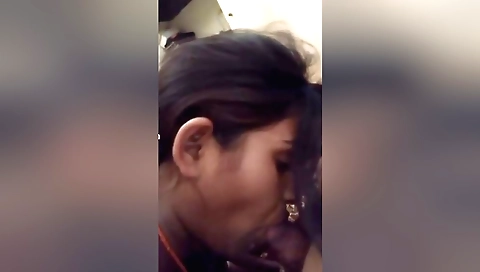 Indian chick sucks her husband and she moans a lot