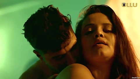 Big-assed brunette with big tits fucked on the bed