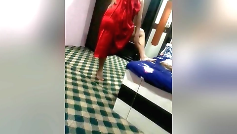 Cute brunette masturbating and masturbating in the room