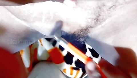 Amateur blonde babe with small tits in collage video