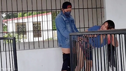 Hot outdoor brunette stepsis getting fucked by her stepson