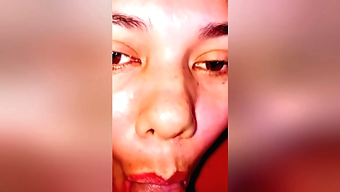 Hot stepsister gets her face filled with a hot blowjob