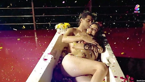 Brunette in a new lingerie shows off her long legs