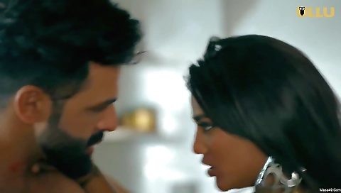 Hottie brunette dancing with her husband in the studio