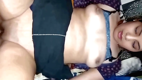 Indian stepbrother fucks a busty brunette with his tongue