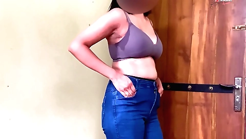 Indian brunette in a sexy red bikini has some hot sex